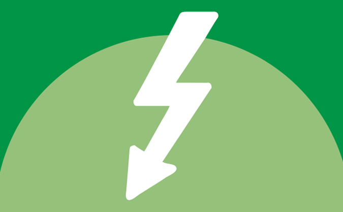 Elektrizitätssymbol auf grünen Hintergrund